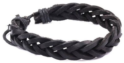 Шкіряний наручний браслет-коса Casco чорний SX1824N фото
