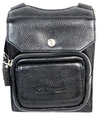 Чоловіча шкіряна сумка на плече Giorgio Ferretti чорна B90001 Black фото