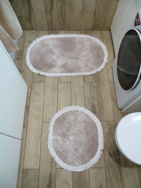 Набор ковриков для ванной комнаты, 2 шт, Carpet One Турция K103 beige фото