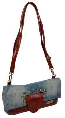 Женская джинсовая сумка небольшого размера Fashion jeans bag синяя Jeans8055 blue фото