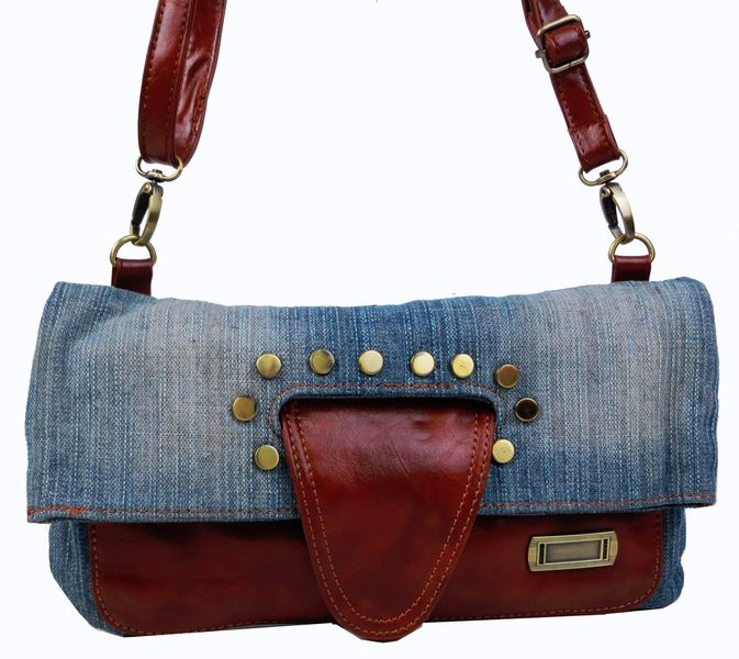 Женская джинсовая сумка небольшого размера Fashion jeans bag синяя Jeans8055 blue фото