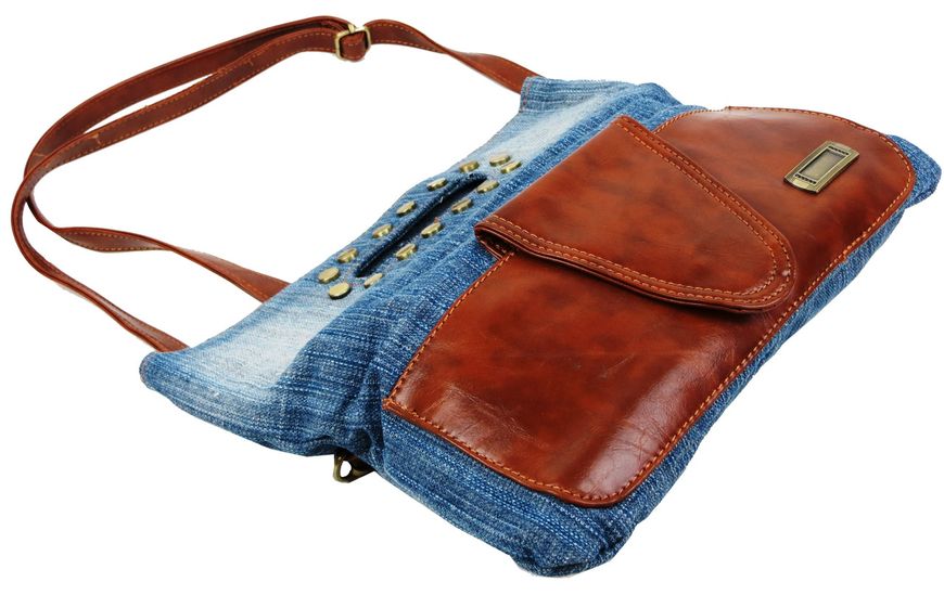 Женская джинсовая сумка небольшого размера Fashion jeans bag синяя Jeans8055 blue фото