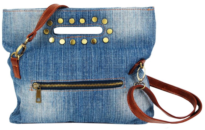 Женская джинсовая сумка небольшого размера Fashion jeans bag синяя Jeans8055 blue фото