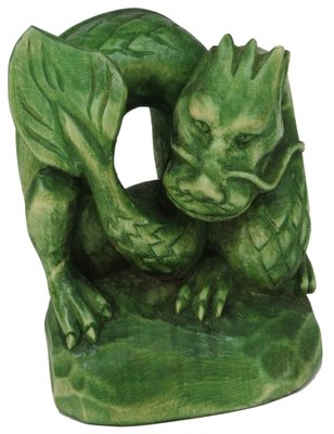 Статуетка ручної роботи Зелений Дерев'яний Дракон символ 2024 року NA6002 фото