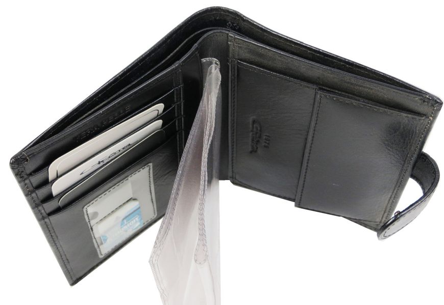 Вертикальне чоловіче шкіряне портмоне із застібкою Giorgio Ferretti чорне GF000156 фото