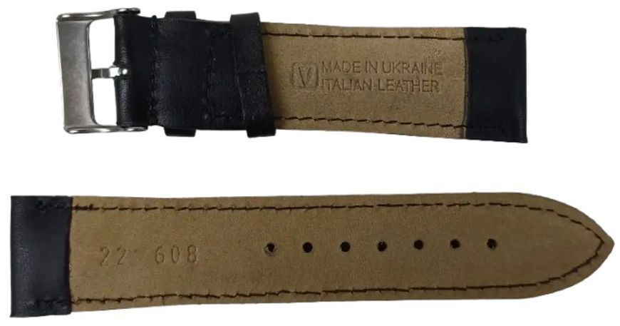 Шкіряний ремінець для годинника Mykhail Ikhtyar, ширина 22 мм чорний S22-608S black фото
