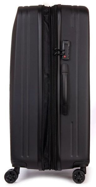 Мала пластикова валіза з розширенням на коліщатках 47 л Fashion, чорна POD804 small black фото