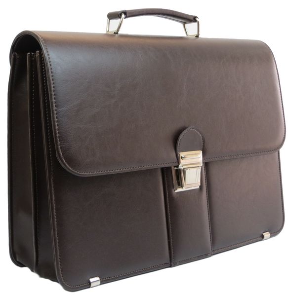 Чоловічий портфель з екошкіри AMO Польща SST08 коричневий SST08 brown фото