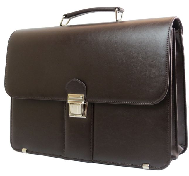 Чоловічий портфель з екошкіри AMO Польща SST08 коричневий SST08 brown фото