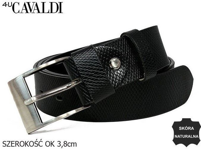 Ремень под джинсы из кожи 4U Cavaldi из натуральной кожи PCS03BSS Black фото