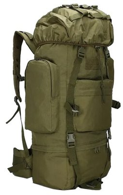 Великий тактичний, армійський рюкзак із дощовиком 65L Combat хакі S1645406 фото