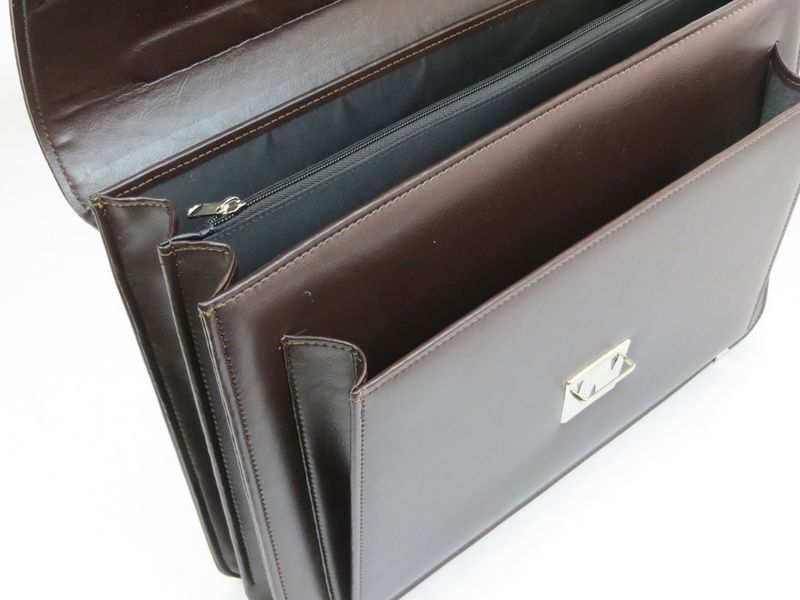 Великий діловий портфель з екошкіри AMO SST09 коричневий SST09 brown фото