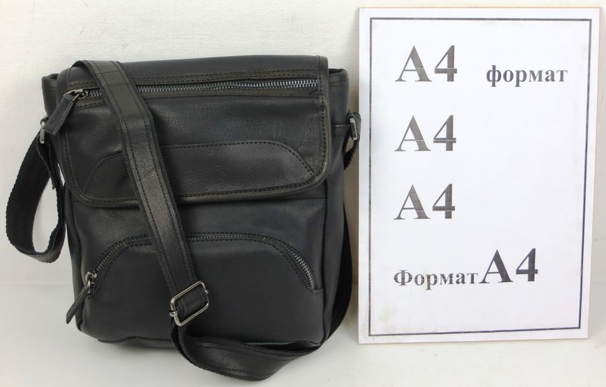 Шкіряна чоловіча сумка, планшетка на плече Mykhail Ikhtyar, Україна чорна 45032 black фото