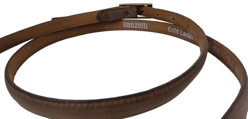 Узкий винтажный женский кожаный ремень Vanzetti коричневый RMT168 фото