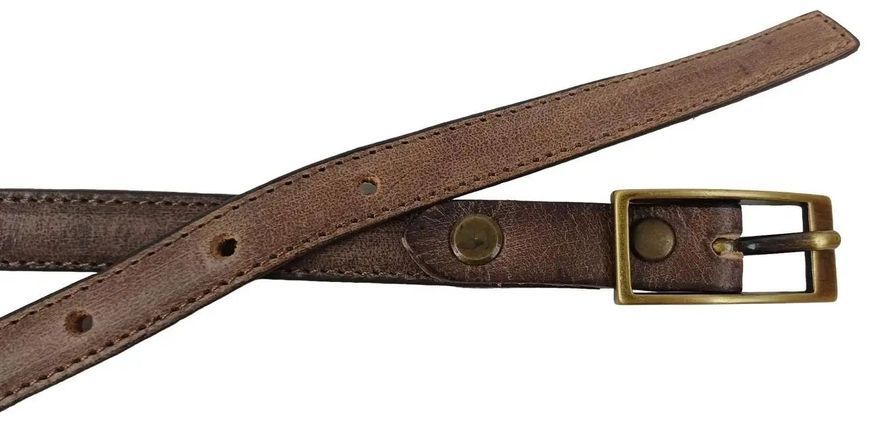 Узкий винтажный женский кожаный ремень Vanzetti коричневый RMT168 фото
