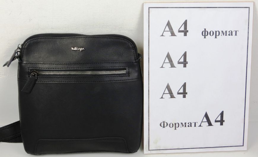 Чоловіча шкіряна сумка на плече Михайл Іхтяр, Україна чорна 45043 black фото