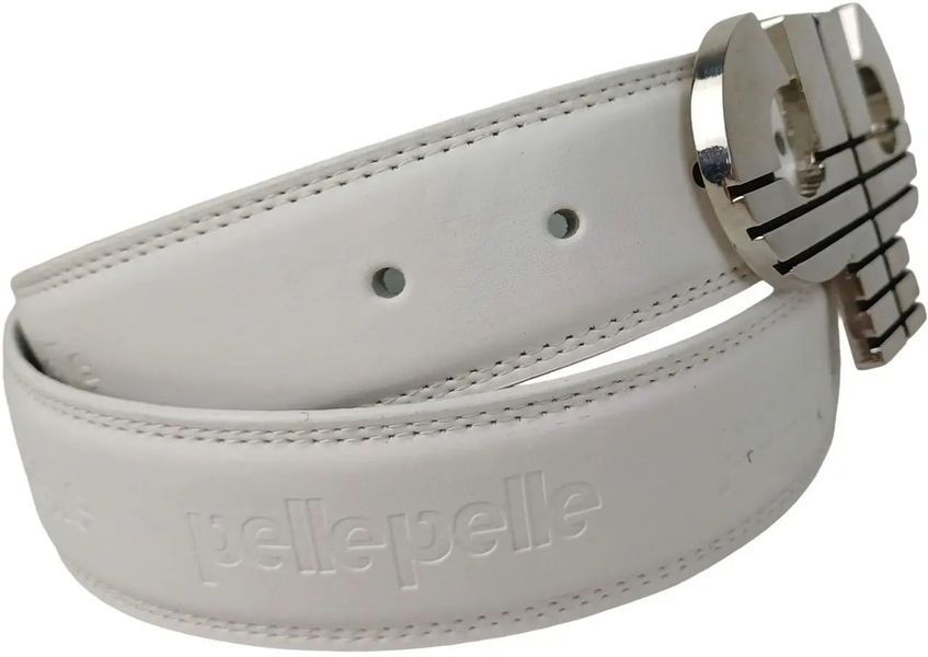 Кожаный ремень под джинсы 4 см PellePelle белый с металлической пряжкой RMT197 фото