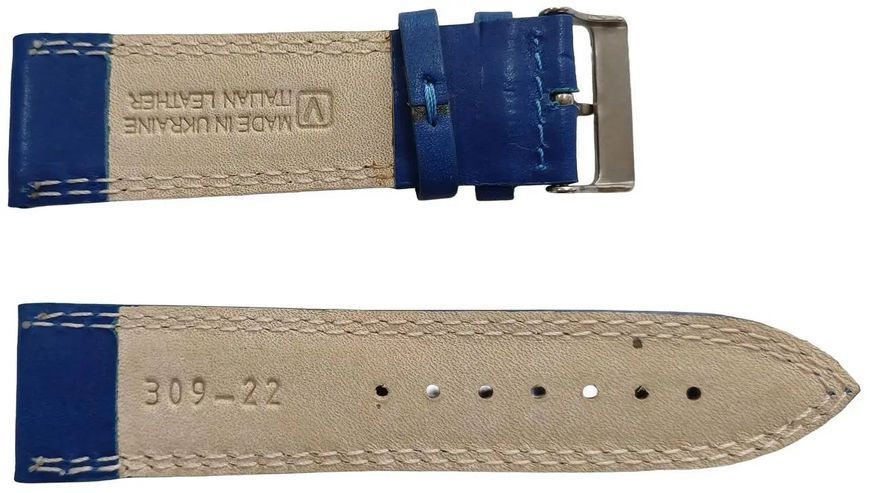 Ремешок, браслет для часов из кожи Mykhail Ikhtyar Ш22 мм синий S309-22S blue фото
