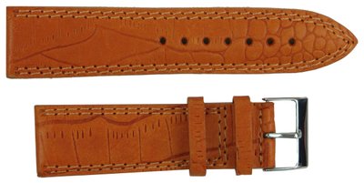 Кожаный ремешок для часов под крокодила Mykhail Ikhtyar Ш24 мм рыжий S24-418S orange фото