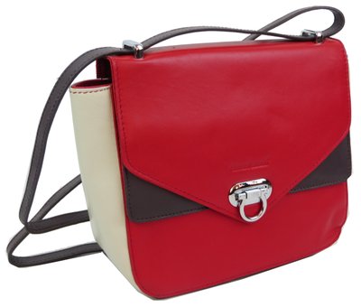 Жіноча шкіряна сумка Giorgio Ferretti червона з бежевим 35553SD04 фото