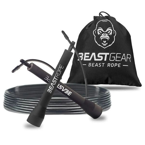 Швидкісна скакалка Beast Gear Beast Rope з можливістю регулювання та сталевим тросом для фітнесу, боксу та кросфіту 701197358713 фото