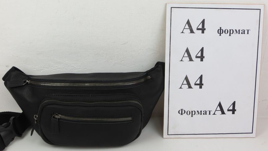 Велика шкіряна сумка на пояс, бананка Mykhail Ikhtyar, Україна чорна 80041 black фото