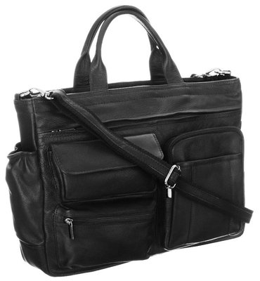 Кожаная сумка, портфель для ноутбука 15,6 дюймов Always Wild черная LAP15604NDM фото