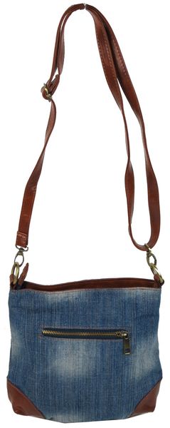 Молодежная джинсовая сумка на ремне Fashion jeans bag голубая Jeans8081 blue фото