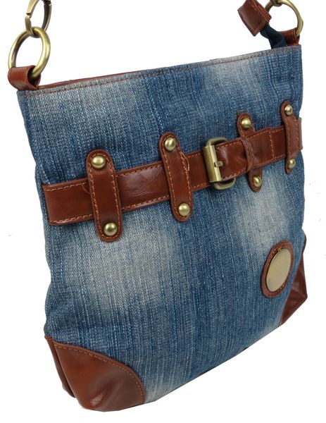 Молодіжна джинсова сумка на ремені Fashion jeans bag блакитна Jeans8081 blue фото