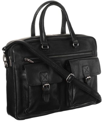 Мужская кожаная сумка, портфель для ноутбука 14 дюймов Always Wild черная LAP15602NDM фото