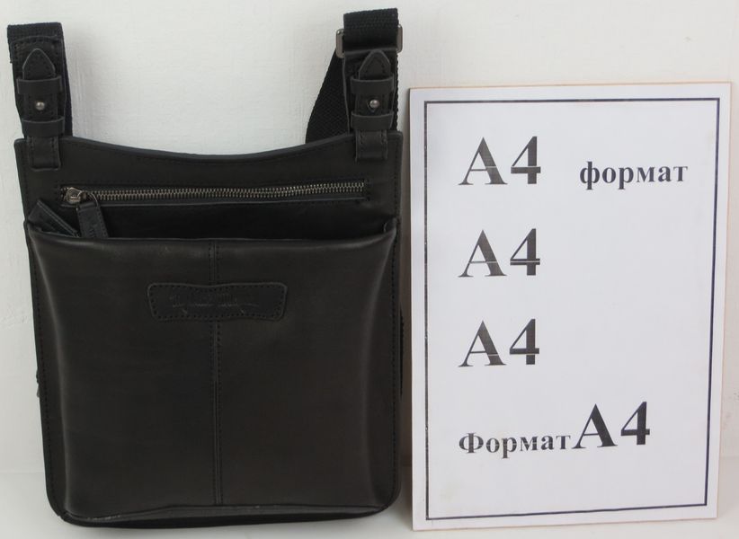 Наплічна чоловіча шкіряна сумка Mykhail Ikhtyar, Україна чорна 45041 black фото