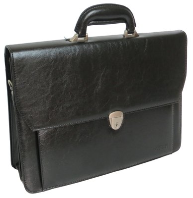 Мужской деловой портфель из эко кожи 4U Cavaldi черный B027C2 чёрный фото