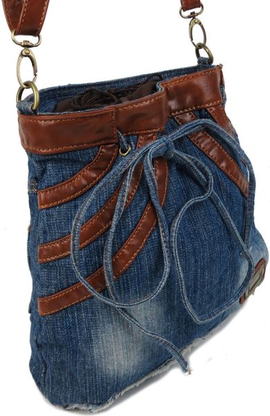 Молодежная джинсовая сумка в форме женской юбки Fashion jeans bag синяя Jeans8057 blue фото