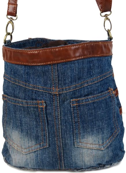 Молодежная джинсовая сумка в форме женской юбки Fashion jeans bag синяя Jeans8057 blue фото