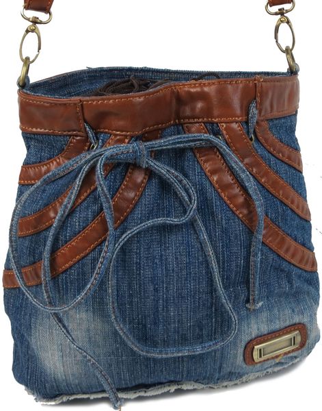 Молодежная джинсовая сумка в форме женской юбки Fashion jeans bag синяя Jeans8057 blue фото