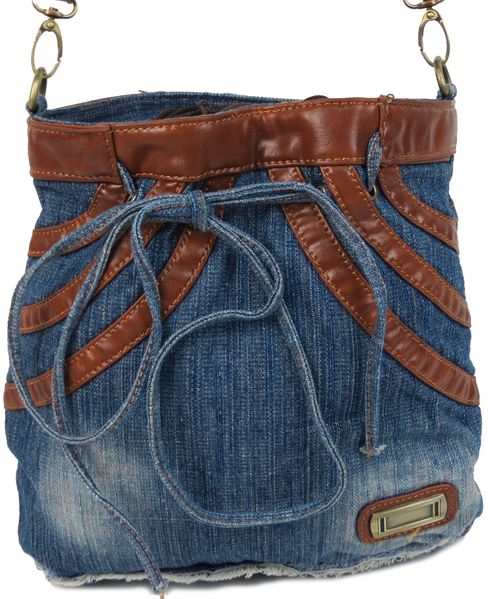 Молодежная джинсовая сумка в форме женской юбки Fashion jeans bag синяя Jeans8057 blue фото