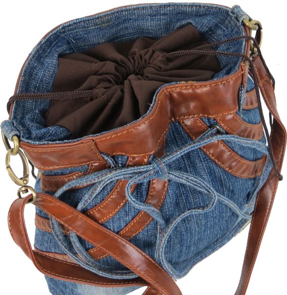 Молодежная джинсовая сумка в форме женской юбки Fashion jeans bag синяя Jeans8057 blue фото