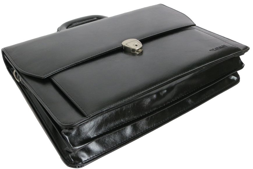 Чоловічий діловий портфель з еко шкіри 4U Cavaldi чорний B027C2 чёрный фото