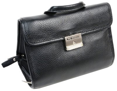 Небольшая мужская кожаная барсетка, сумка Giorgio Ferretti черная Ef043 black фото