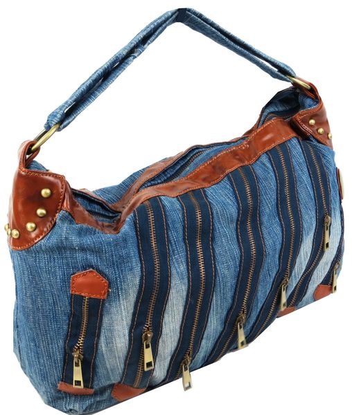 Женская джинсовая, коттоновая сумка Fashion jeans bag синяя Jeans9099 blue фото