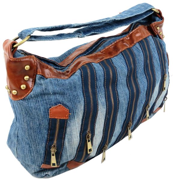 Женская джинсовая, коттоновая сумка Fashion jeans bag синяя Jeans9099 blue фото