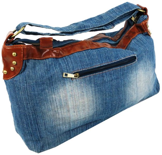 Женская джинсовая, коттоновая сумка Fashion jeans bag синяя Jeans9099 blue фото