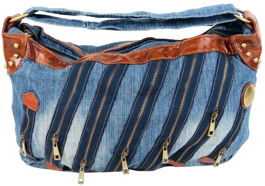 Женская джинсовая, коттоновая сумка Fashion jeans bag синяя Jeans9099 blue фото