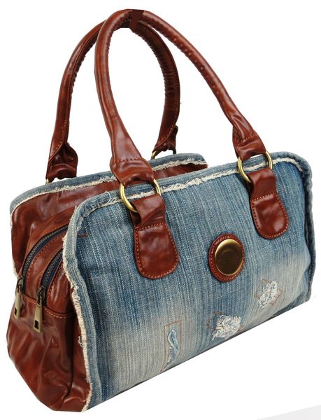 Небольшая молодежная джинсовая сумка Fashion jeans bag синяя Jeans8015 blue фото