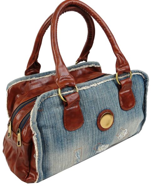 Небольшая молодежная джинсовая сумка Fashion jeans bag синяя Jeans8015 blue фото