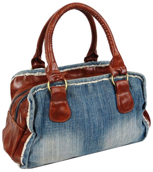 Небольшая молодежная джинсовая сумка Fashion jeans bag синяя Jeans8015 blue фото