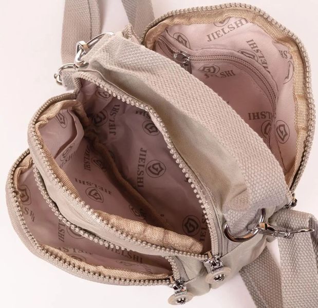Жіноча текстильна сумка крос-боді Jielshi бежева LAN9919 beige фото
