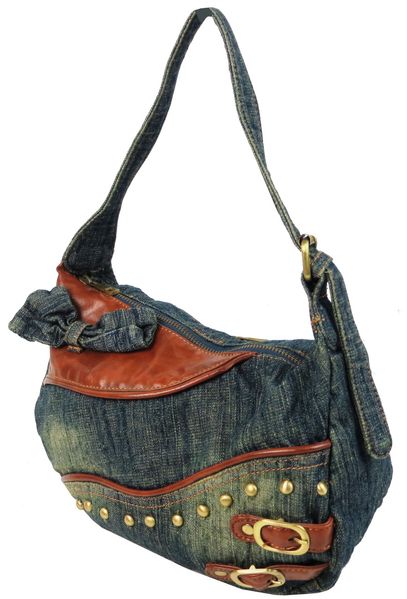 Небольшая женская джинсовая, коттоновая сумочка Fashion jeans bag синяя Jeans8031 navy фото