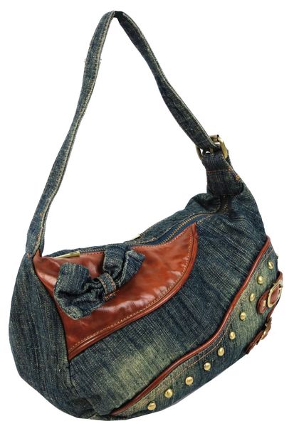 Невелика жіноча джинсова, коттонова сумочка Fashion jeans bag синя Jeans8031 navy фото