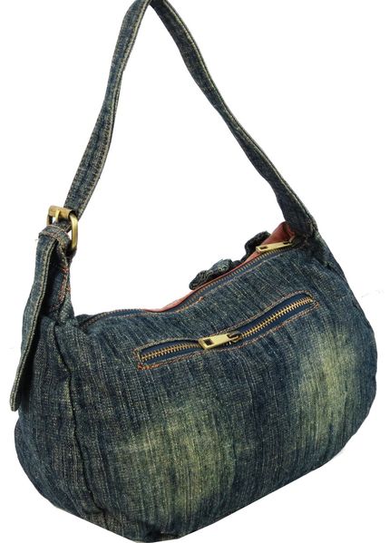 Невелика жіноча джинсова, коттонова сумочка Fashion jeans bag синя Jeans8031 navy фото